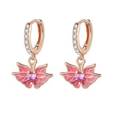 Purple Butterfly Earrings Women Party 925 Sterling Silver Charm Jewelry - Gemstone Gold