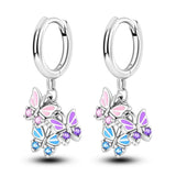 Purple Butterfly Earrings Women Party 925 Sterling Silver Charm Jewelry - Gemstone Gold
