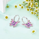 Purple Butterfly Earrings Women Party 925 Sterling Silver Charm Jewelry - Gemstone Gold