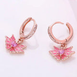 Purple Butterfly Earrings Women Party 925 Sterling Silver Charm Jewelry - Gemstone Gold