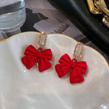 Red Heart Ruby Stud Earrings For Women Girl Wedding Festival Jewelry - Gemstone Gold