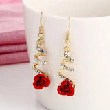 Red Heart Ruby Stud Earrings For Women Girl Wedding Festival Jewelry - Gemstone Gold