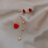 Red Heart Ruby Stud Earrings For Women Girl Wedding Festival Jewelry - Gemstone Gold