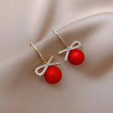 Red Heart Ruby Stud Earrings For Women Girl Wedding Festival Jewelry - Gemstone Gold