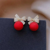 Red Heart Ruby Stud Earrings For Women Girl Wedding Festival Jewelry - Gemstone Gold