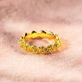 Rose Gold Flowers Promise Ring for Women Wedding Engagement Jewelry - Gemstone Gold