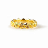 Rose Gold Flowers Promise Ring for Women Wedding Engagement Jewelry - Gemstone Gold