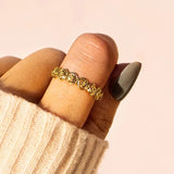 Rose Gold Flowers Promise Ring for Women Wedding Engagement Jewelry - Gemstone Gold