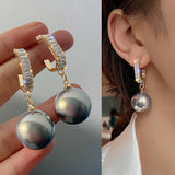 Round Pearl Bohemian Drop Earrings for Women Gold Wedding Jewelry Gift - Genuine - Gemstone