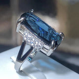 Sapphire Dark Blue Zircon Ring Female Anniverssary Jewelry Gift Women - Gemstone Gold