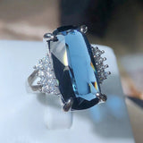 Sapphire Dark Blue Zircon Ring Female Anniverssary Jewelry Gift Women - Gemstone Gold