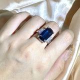 Sapphire Dark Blue Zircon Ring Female Anniverssary Jewelry Gift Women - Gemstone Gold