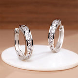 Shining Round Danggle Earrings Women Zircon Jewelry Birthday Gift - Gemstone Gold