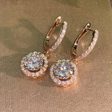 Short Drop Earrings with Flower Topaz Diamond for Women Eye Catching Party Wedding Jewelry - Genuine - Gemstone