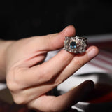 Silve Out Wide Topaz Ring for Women Gift Grace Vintage Jewelry - Gemstone Gold