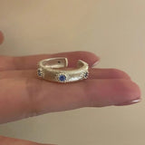 Silve Out Wide Topaz Ring for Women Gift Grace Vintage Jewelry - Gemstone Gold