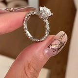 Silve Out Wide Topaz Ring for Women Gift Grace Vintage Jewelry - Gemstone Gold