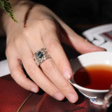 Silve Out Wide Topaz Ring for Women Gift Grace Vintage Jewelry - Gemstone Gold