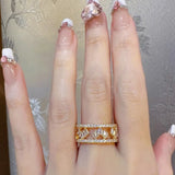 Silve Out Wide Topaz Ring for Women Gift Grace Vintage Jewelry - Gemstone Gold