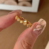 Silve Out Wide Topaz Ring for Women Gift Grace Vintage Jewelry - Gemstone Gold