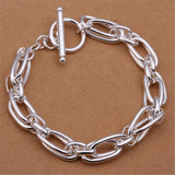 Silver Chain Solid Bracelet for Women Charm Party Gift Wedding Jewelry - Gemstone Gold