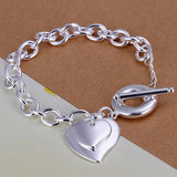 Silver Chain Solid Bracelet for Women Charm Party Gift Wedding Jewelry - Gemstone Gold