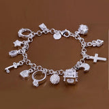 Silver Chain Solid Bracelet for Women Charm Party Gift Wedding Jewelry - Gemstone Gold