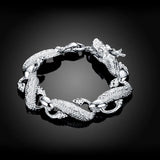 Silver Chain Solid Bracelet for Women Charm Party Gift Wedding Jewelry - Gemstone Gold