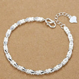 Silver Chain Solid Bracelet for Women Charm Party Gift Wedding Jewelry - Gemstone Gold