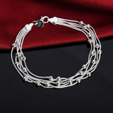 Silver Chain Solid Bracelet for Women Charm Party Gift Wedding Jewelry - Gemstone Gold