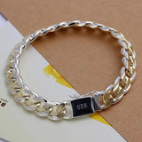 Silver Chain Solid Bracelet for Women Charm Party Gift Wedding Jewelry - Gemstone Gold