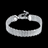 Silver Chain Solid Bracelet for Women Charm Party Gift Wedding Jewelry - Gemstone Gold