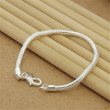 Silver Chain Solid Bracelet for Women Charm Party Gift Wedding Jewelry - Gemstone Gold