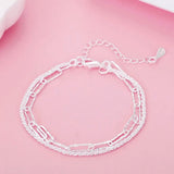 Silver Chain Solid Bracelet for Women Charm Party Gift Wedding Jewelry - Gemstone Gold