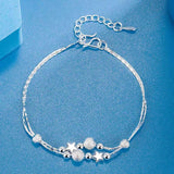 Silver Metal Bracelet for Women Beads Handmade Birthday Christmas Gift - Gemstone Gold