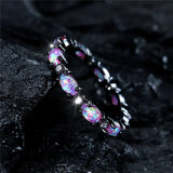 Small Oval Purple Fire Opal Ring Engagement Wedding For Women Vintage Jewelry - Gemstone Gold