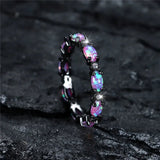 Small Oval Purple Fire Opal Ring Engagement Wedding For Women Vintage Jewelry - Gemstone Gold