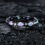 Small Oval Purple Fire Opal Ring Engagement Wedding For Women Vintage Jewelry - Gemstone Gold