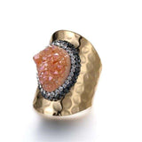 Sparkling Zircon Engagement Ring 14K Yellow Gold For Women Jewelry - Genuine - Gemstone