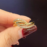 Statement Women's Rings for Wedding Accessories Zircon Jewelry - Gemstone Gold