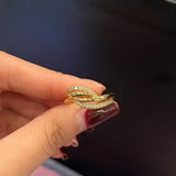 Statement Women's Rings for Wedding Accessories Zircon Jewelry - Gemstone Gold
