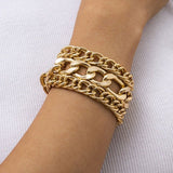 Thick Link Chain Bracelet Women Anniverssary Jewelry - Genuine - Gemstone