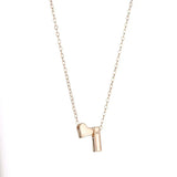 Tiny Initial Letter Name Necklace Gold Heart Women Pendant Jewelry Gift - Gemstone Gold
