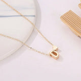Tiny Initial Letter Name Necklace Gold Heart Women Pendant Jewelry Gift - Gemstone Gold