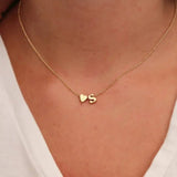 Tiny Initial Letter Name Necklace Gold Heart Women Pendant Jewelry Gift - Gemstone Gold