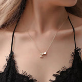 Tiny Initial Letter Name Necklace Gold Heart Women Pendant Jewelry Gift - Gemstone Gold
