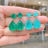 Tourmaline Wedding Drop Earrings for Women Jewelry Silver Party Jewelry Gift - Gemstone Gold