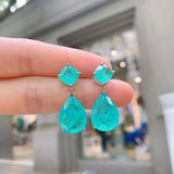 Tourmaline Wedding Drop Earrings for Women Jewelry Silver Party Jewelry Gift - Gemstone Gold