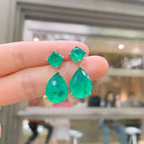 Tourmaline Wedding Drop Earrings for Women Jewelry Silver Party Jewelry Gift - Gemstone Gold