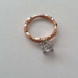 TowTone Moissanite Engagement Ring Rose Gold Women Wedding Jewelry - Genuine - Gemstone